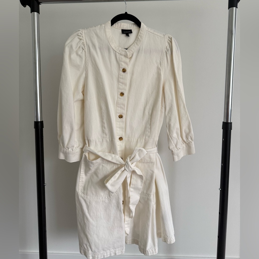 Who What Wear Cream Long Sleeve Dress
